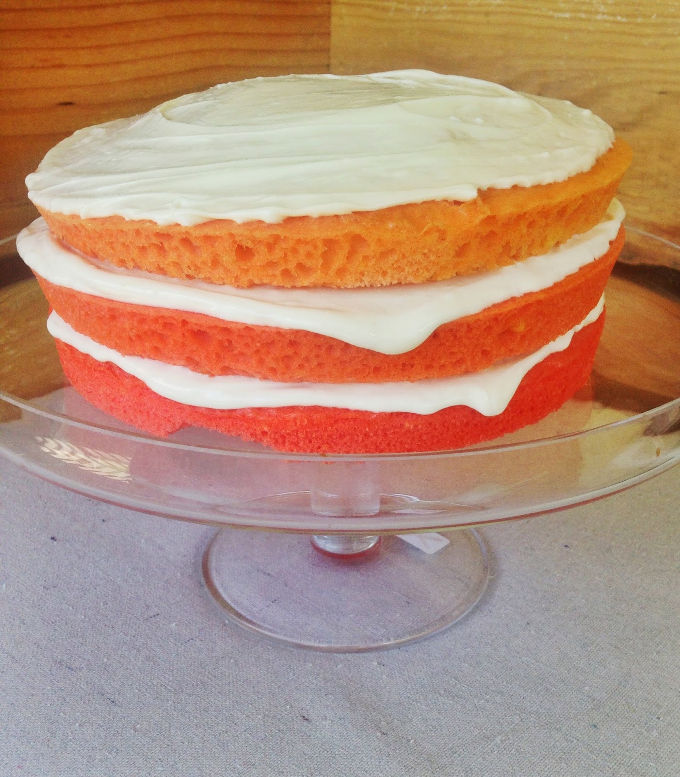 Coral Ombré Cake - I am baker Ombré Cake - Easy Rainbow Cake - Easy Layer Cake - #ombre #dessert #cake
