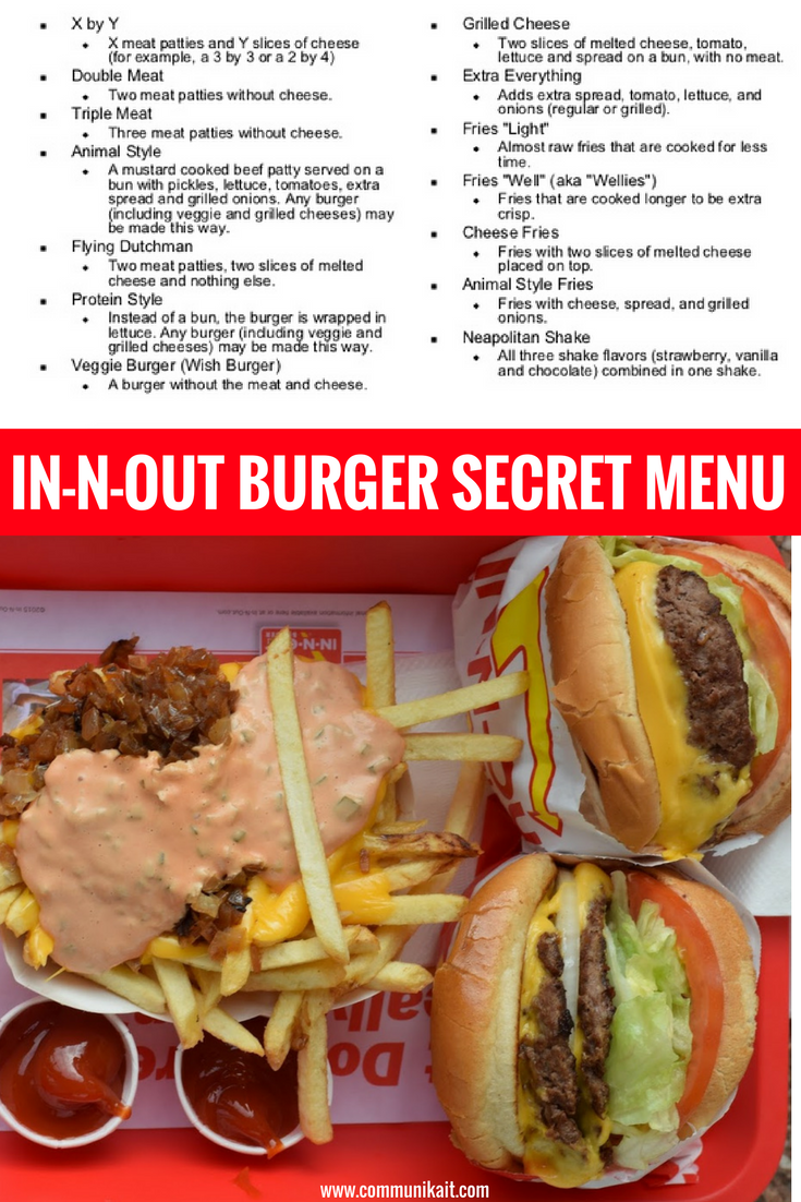 InNOut Burger Secret Menu