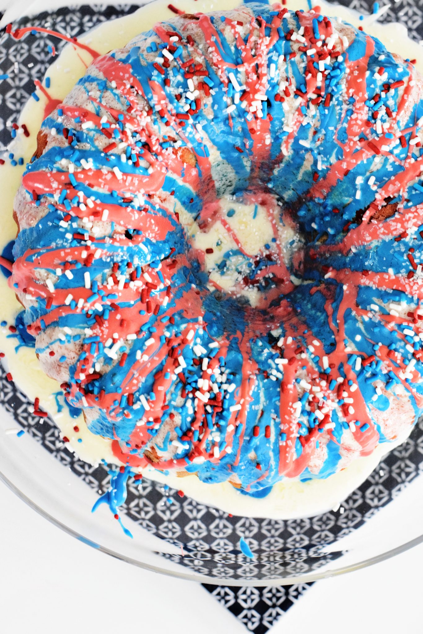 Dairy Free Red, White + Blue Patriotic Bundt Cake