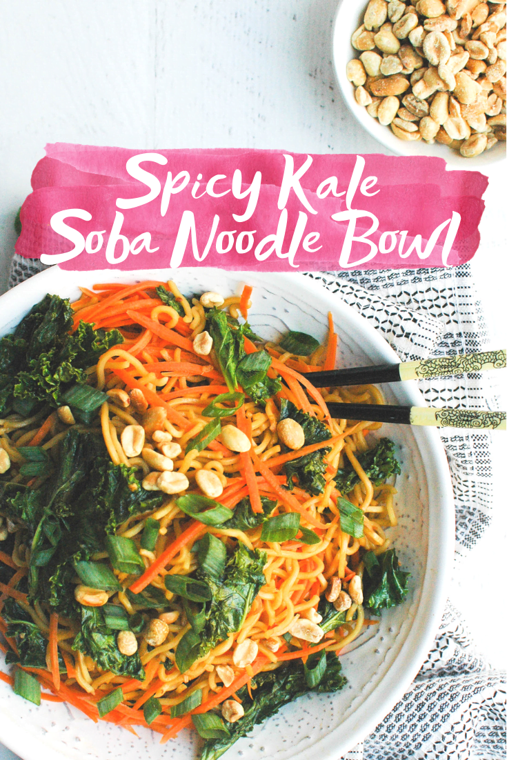 Spicy Kale Soba Noodle Bowl - Bright, flavorful, healthy, and just the right amount of heat, this vegetarian lunch or dinner recipe is sure to please! | Soba Bowl - Soba Noodle Bowl Recipe - Easy Soba Noodle Bowl Recipe - Soba Noodle Bowl - Vegetarian Recipe 