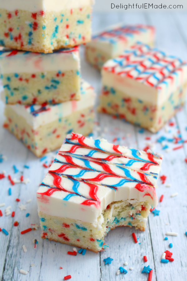 Stars-Stripes-Sugar-Cookie-Bars-DelightfulEMade.com- The Best Red, White + Blue Recipes For Your Patriotic Party