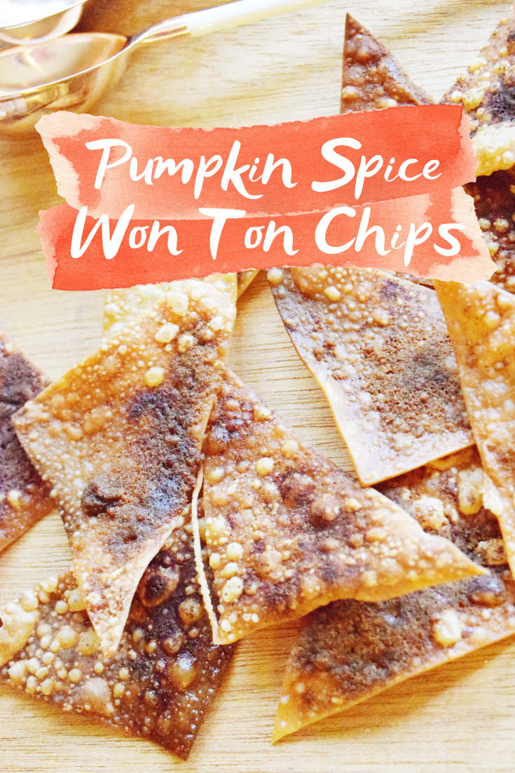 Pumpkin Spice Won Ton Chips - A quick and easy homemade chip recipe that is perfect to whip together in less than 5 minutes this fall! Pairs perfect with apple pie dip, cream cheese dip or eaten alone bursting with fall flavor! - Won Ton Wrappers - Won Tons - Won Ton Recipes - Fried Won Ton - Pumpkin Pie Spice - Pumpkin Spice Recipe - Pumpkin Pie Spice - Communikait by Kait Hanson #fall #recipe #wonton #pumpkinspice