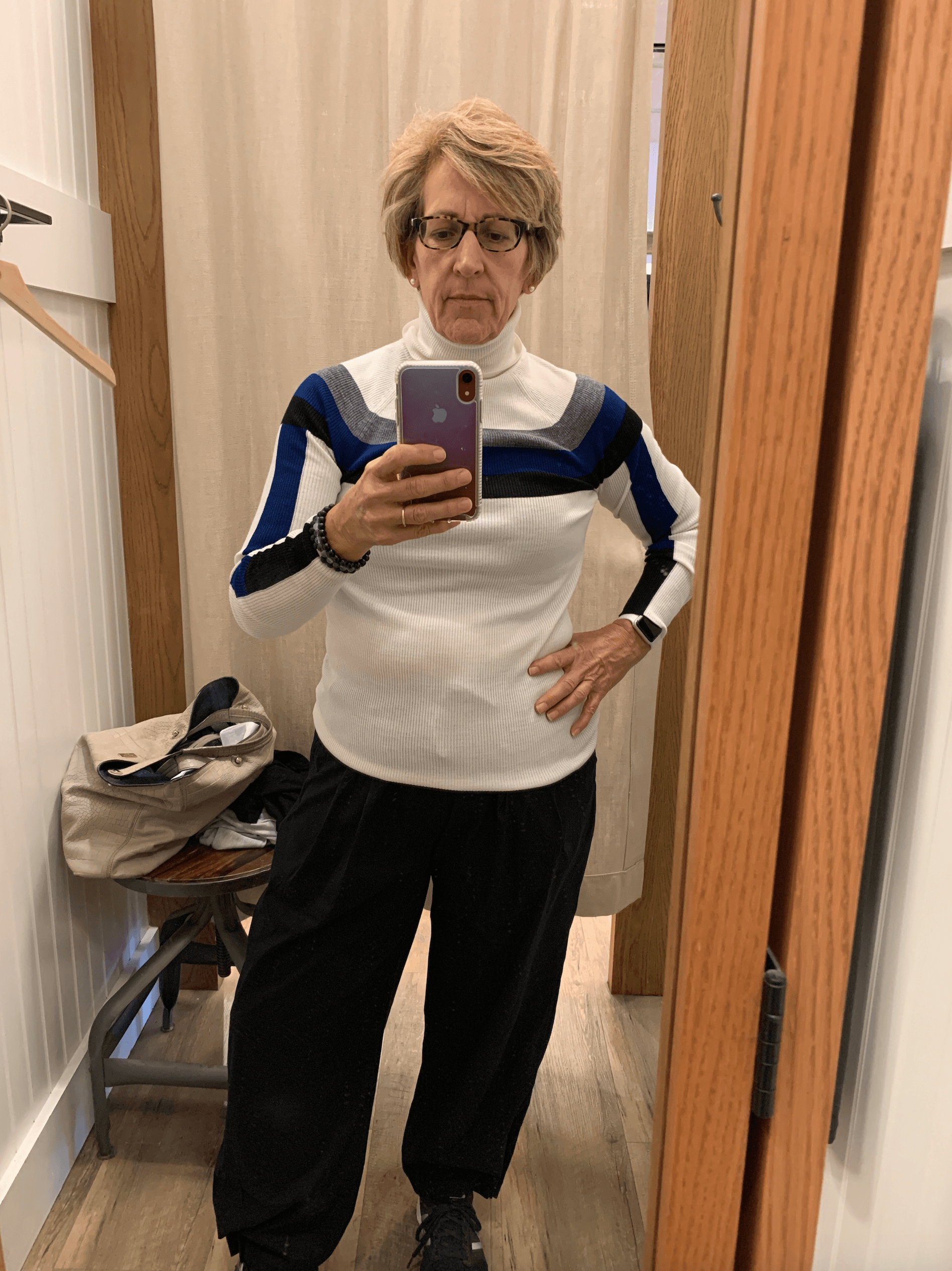 Dressing Room Diaries: Athleta Brookshire Colorblock Turtleneck - Athleta Revive Pant
