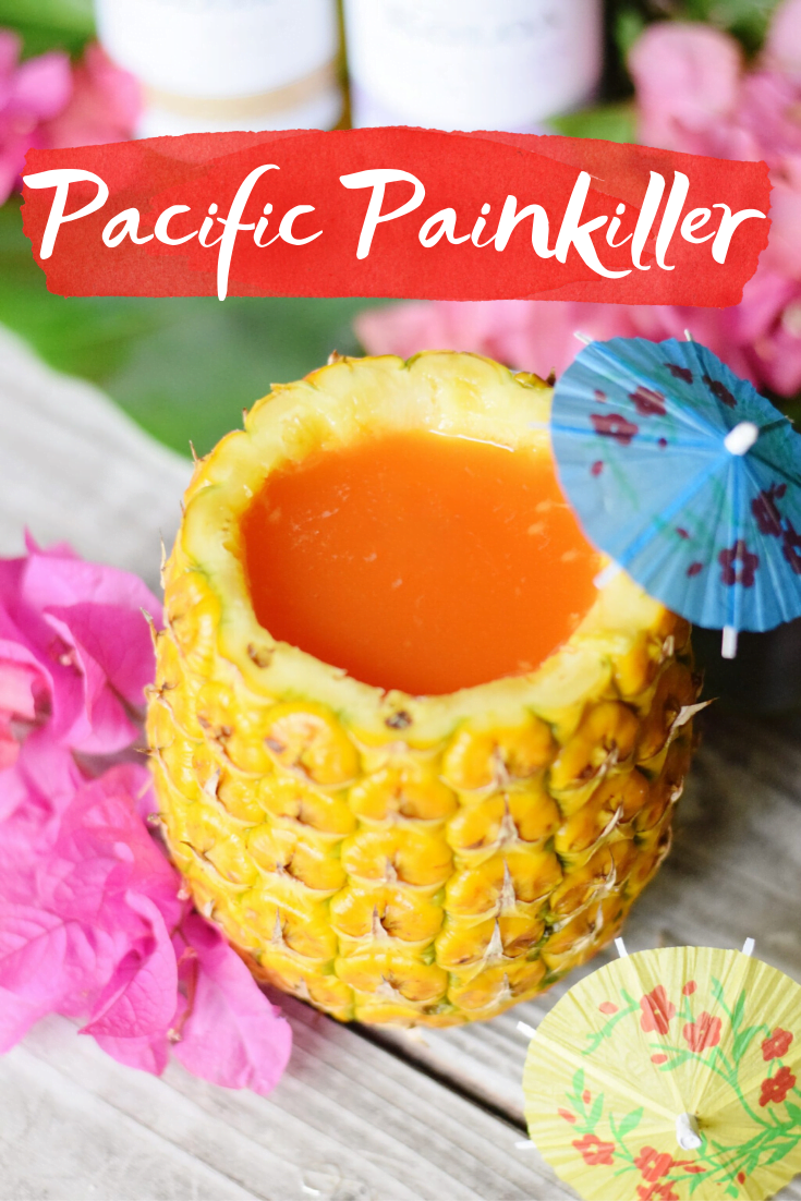 Pacific Painkiller Cocktail With Kōloa Rum - A delicious mix of tropical juices and three types of Kōloa Rum, makes this the ultimate painkiller cocktail recipe! - Painkiller Cocktail Recipe - Painkiller Cocktail - Kōloa Rum - Kōloa Rum cocktail idea - Hawaii Tropical cocktail - Cocktail served in a pineapple
