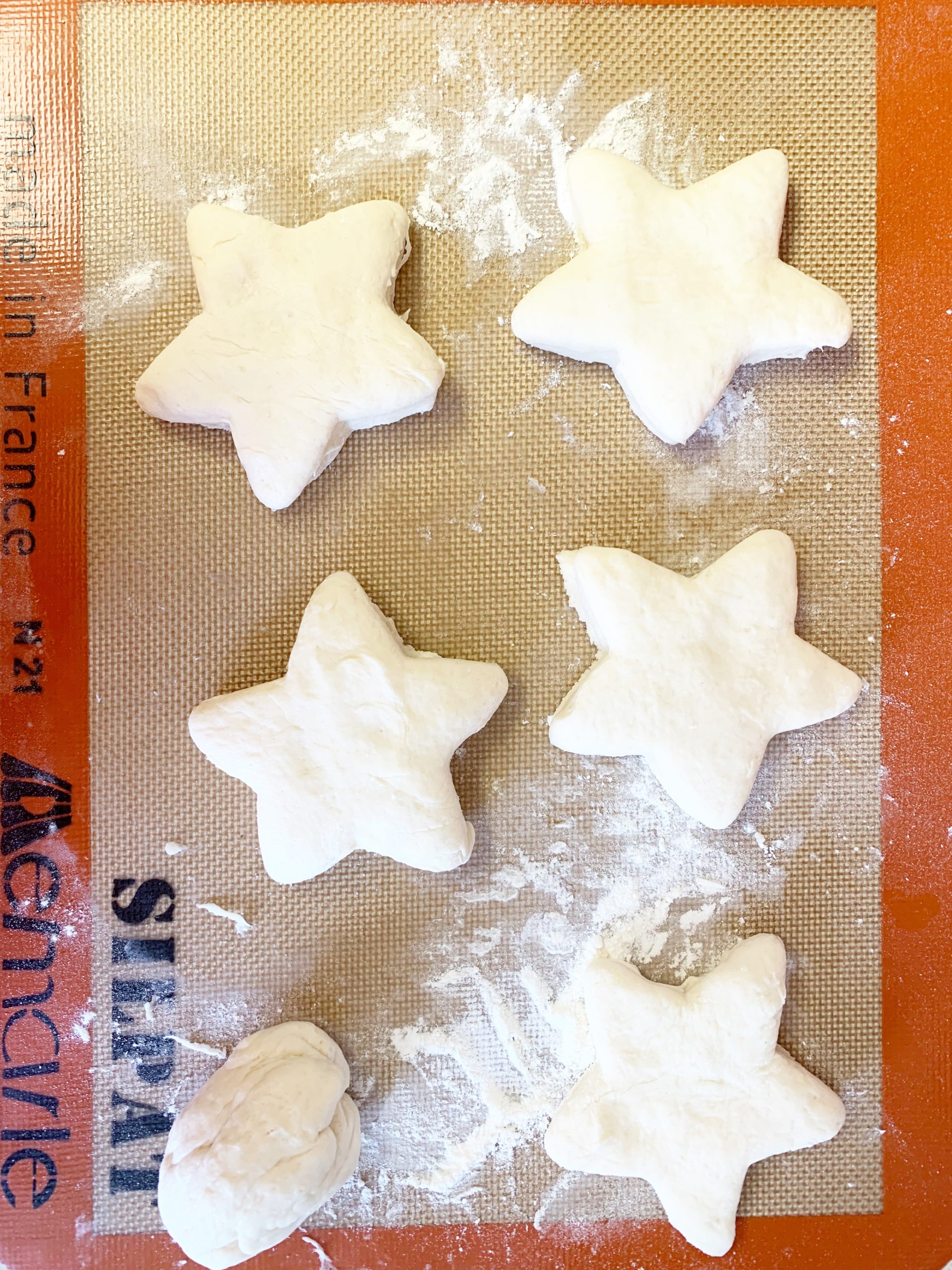 Star shaped biscuits on Silpat