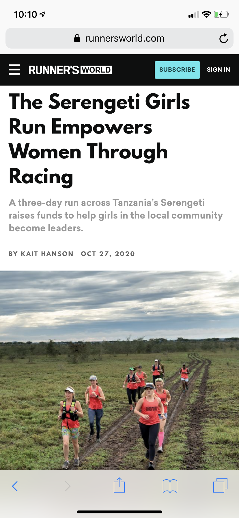 Runner's World - Serengeti Girls Run