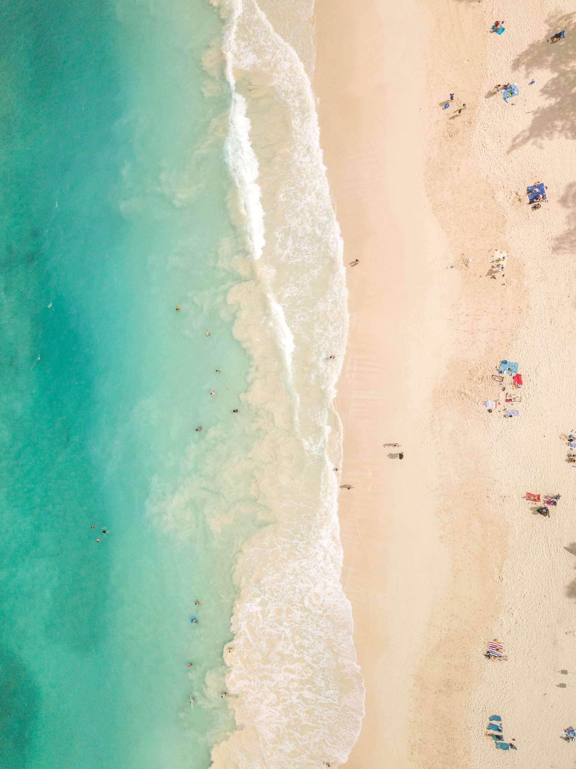 Aerial beach photograph of Waimanalo Beach - White sand with turquoise ocean