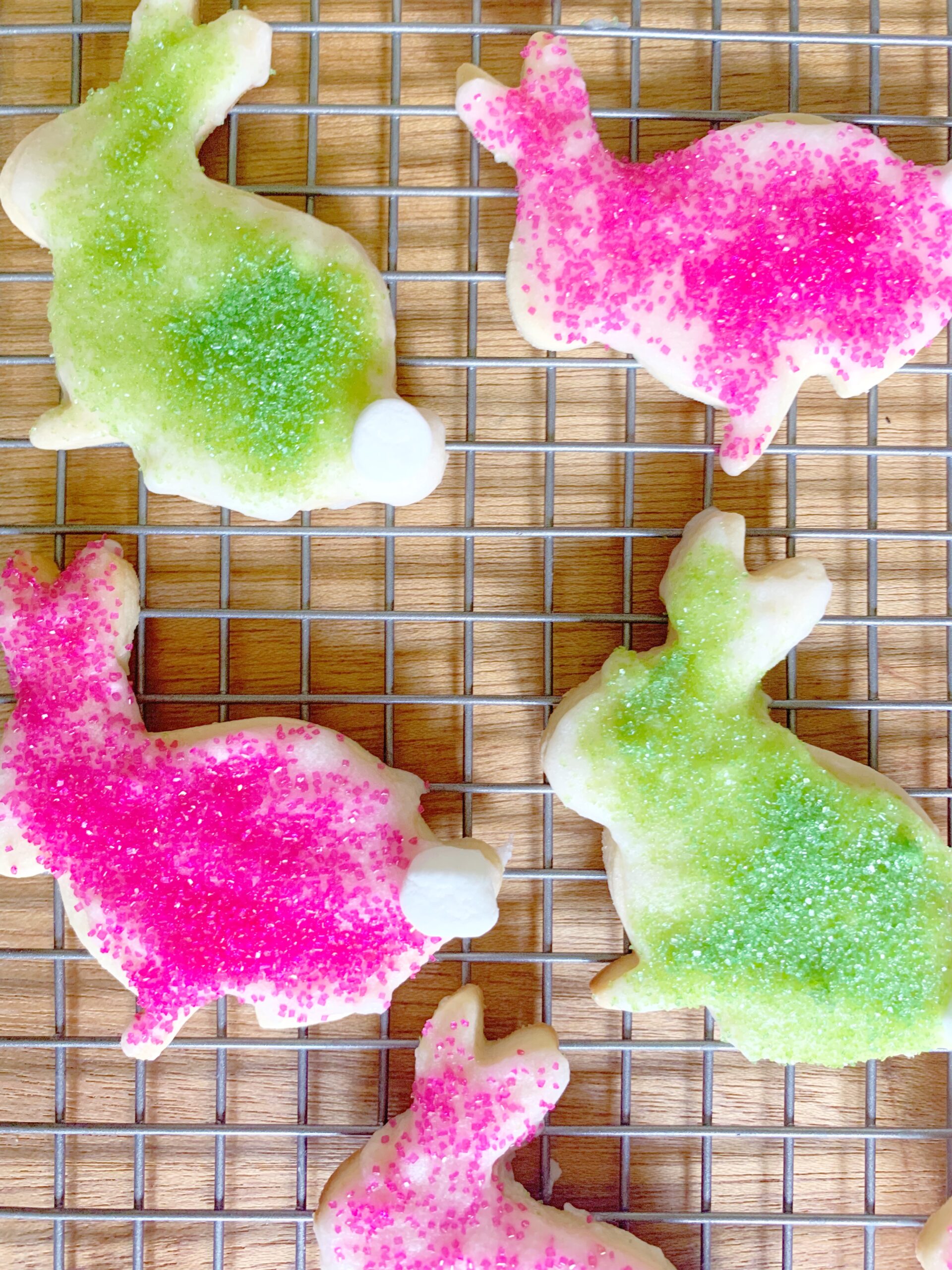 Pink and green Easter bunny cookies