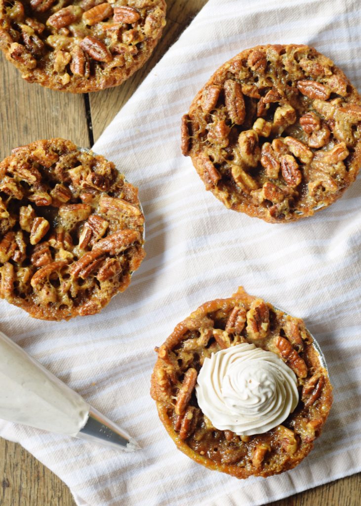 Mini Pecan Pies with Pumpkin Spice Whipped Topping