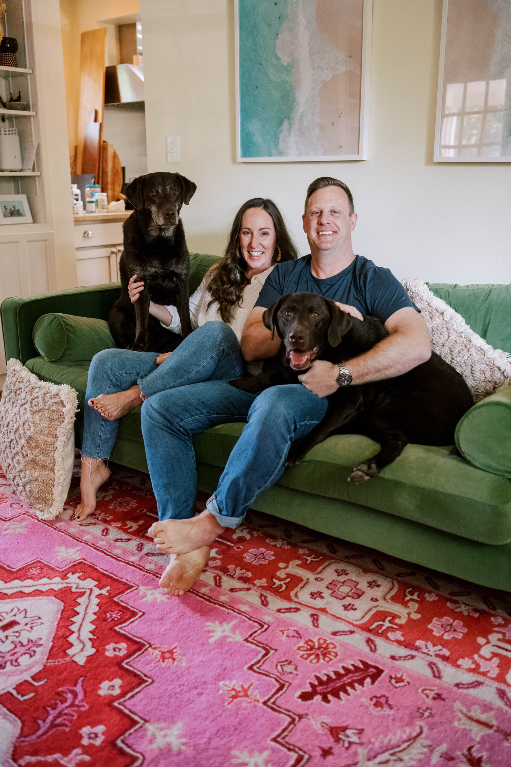 In-Home Family Photos - Couple With Dogs